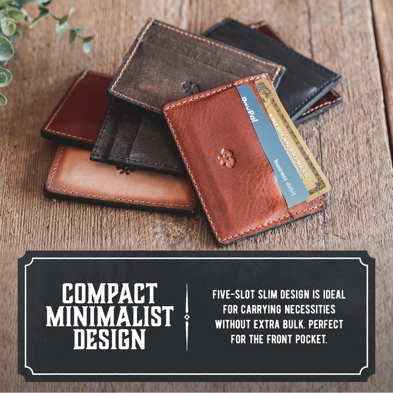 Main Street Forge Menâ€™s Slim Leather Wallet â€“ Minimalist Front Pocket Wallet for Men, Full-Grain Leather, Made in USA - Image 3